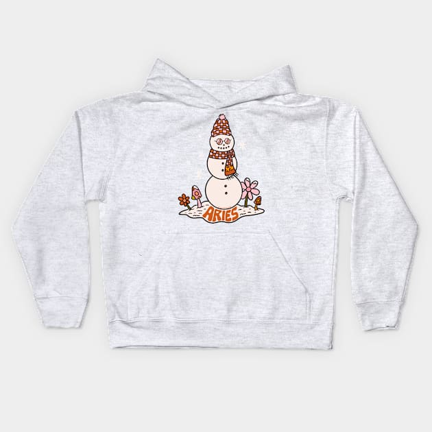 Aries Snowman Kids Hoodie by Doodle by Meg